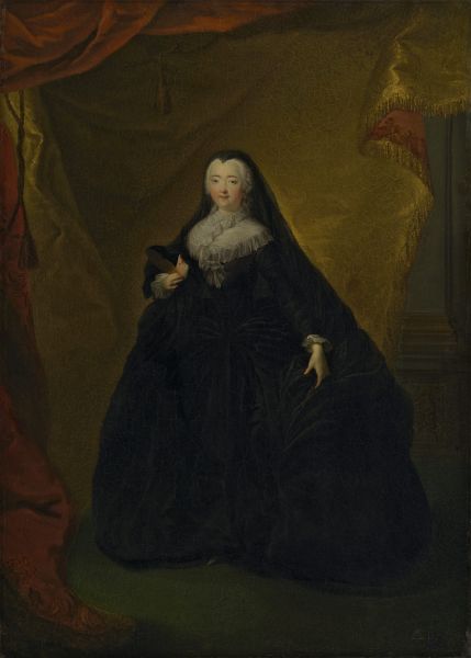 Каравак Л. (?) Портрет Елизаветы Петровны в черном маскарадном домино с маской в руке. 1752 (?)