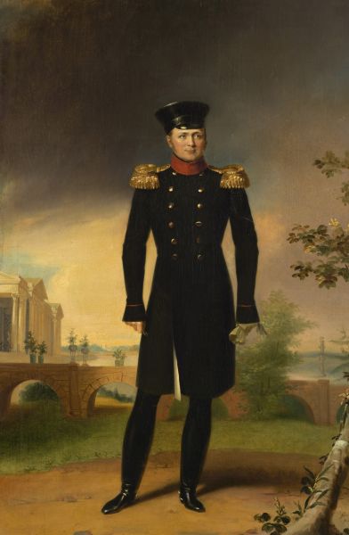 Доу Дж. Портрет императора Александра I на фоне Камероновой галереи. 1825