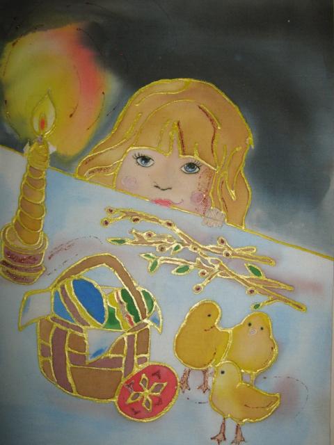 Лукьянова Елизавета, 14 лет, «Пасхальные радости» (батик), Белгородская детская художественная школа