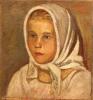 Честняков Е.В. Портрет девушки в белом платке. Холст, масло. 39,4х39,8