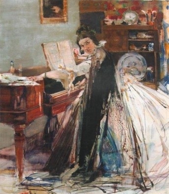 Фешин Н.И. портрет Н.М. Сапожниковой за клавесином,1916.